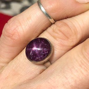 Vintage Sterling Silver Star Ruby, Ruby Star Ring size 8